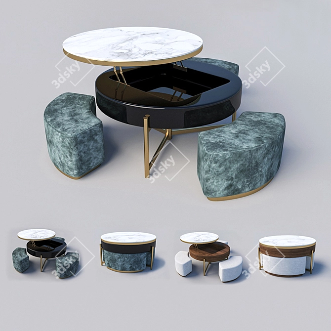 Elegant Chaji Coffee Table 3D model image 8
