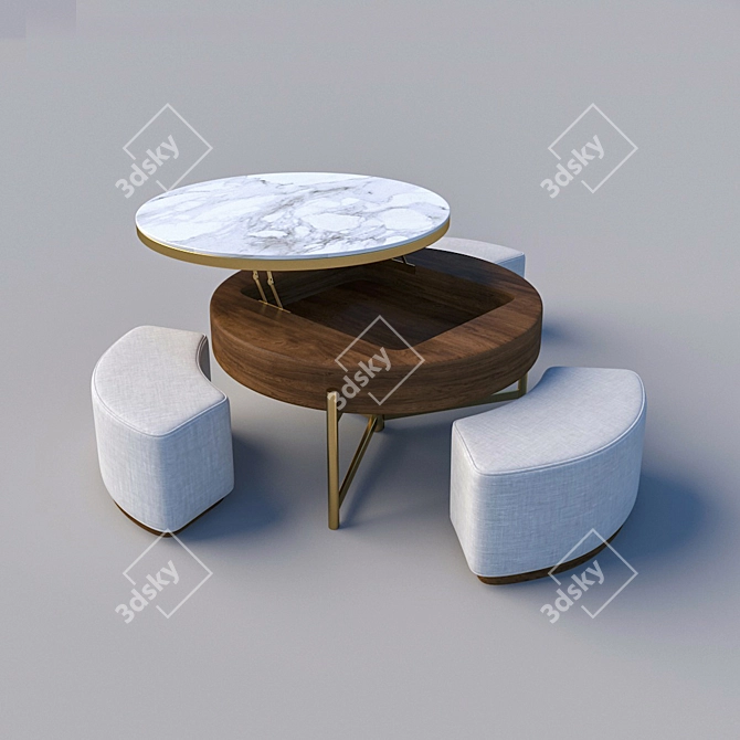Elegant Chaji Coffee Table 3D model image 10