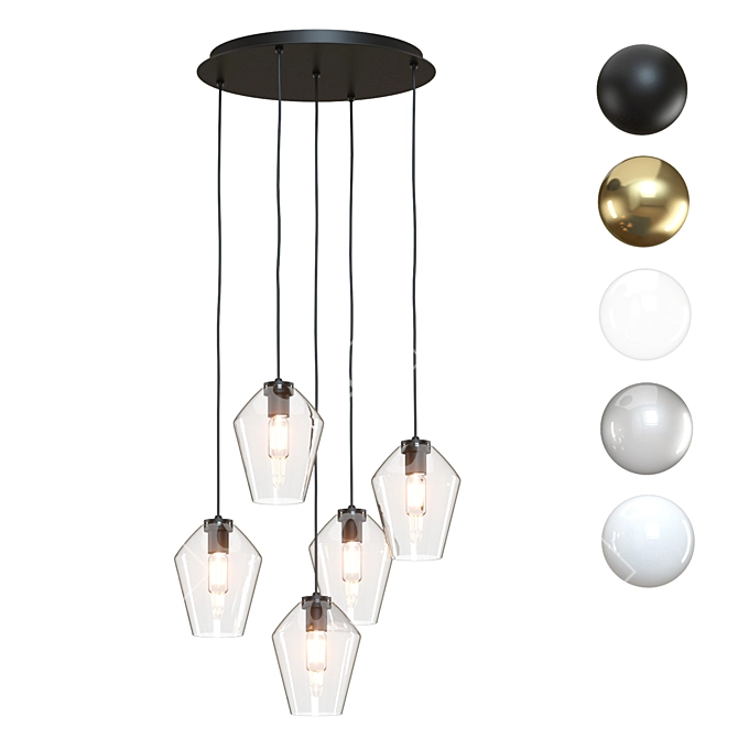 Sleek Angled Pendant Light 3D model image 1