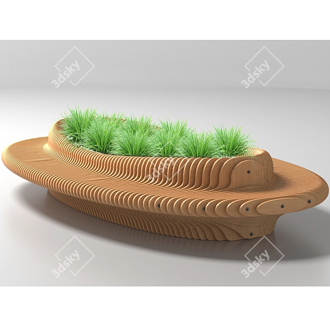 Modern Parametric Bench with Refined Floral Display 3D model image 1