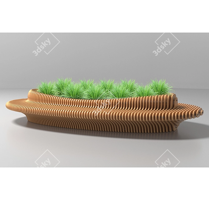 Modern Parametric Bench with Refined Floral Display 3D model image 3