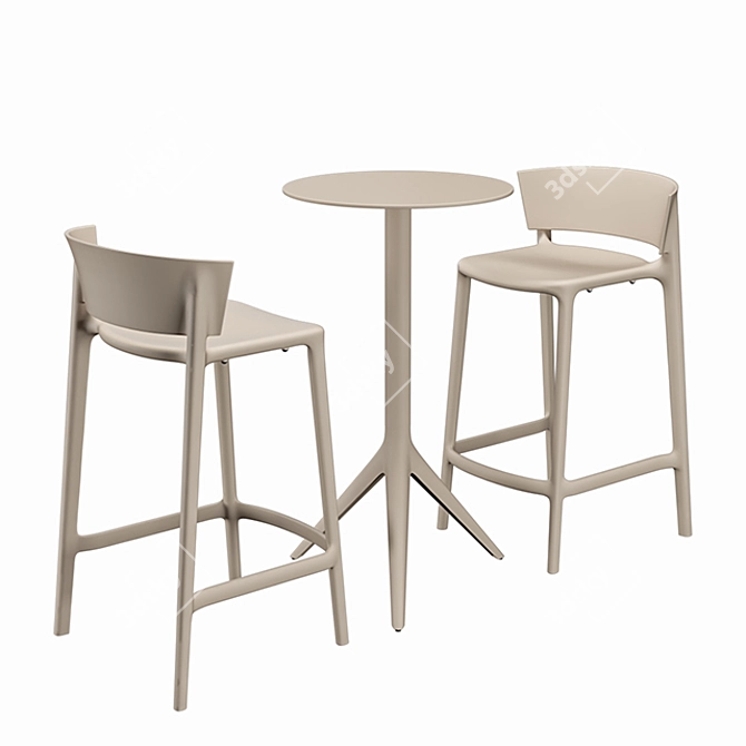 Modern Vondom Mari-Sol Table & Africa Bar Stool 3D model image 1