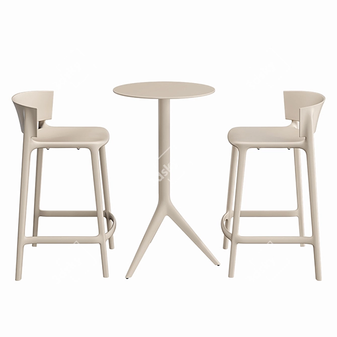 Modern Vondom Mari-Sol Table & Africa Bar Stool 3D model image 3