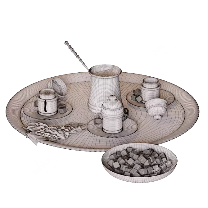 Exquisite Turkish Delight Coffee Set 3D model image 3