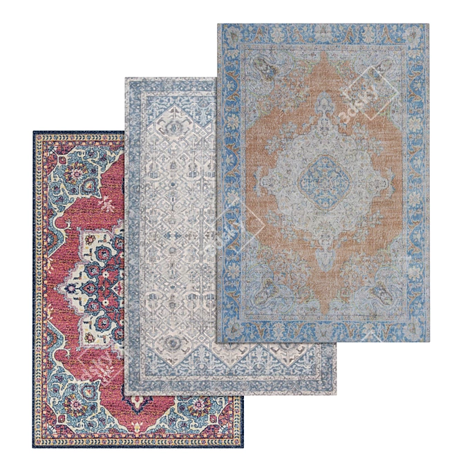 Premium Carpet Set: High-Quality Textures - 3 Variants 3D model image 1