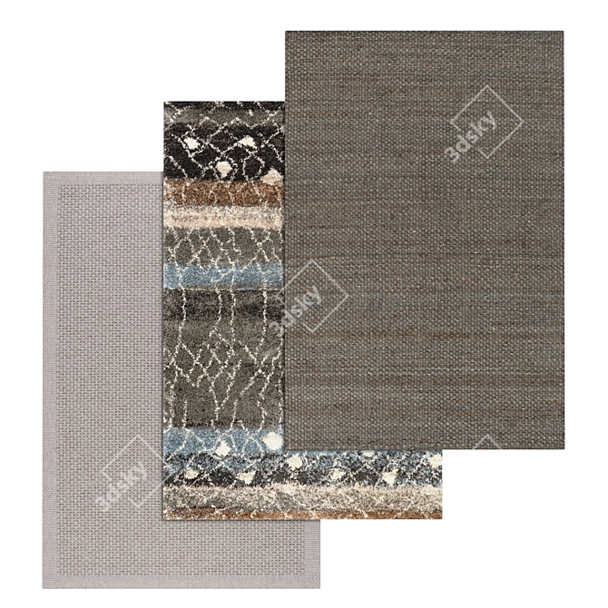 Premium Quality Set of 3 Carpets 3D model image 1