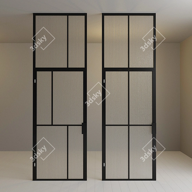 Sleek Glass Partition with Swing Door 3D model image 2