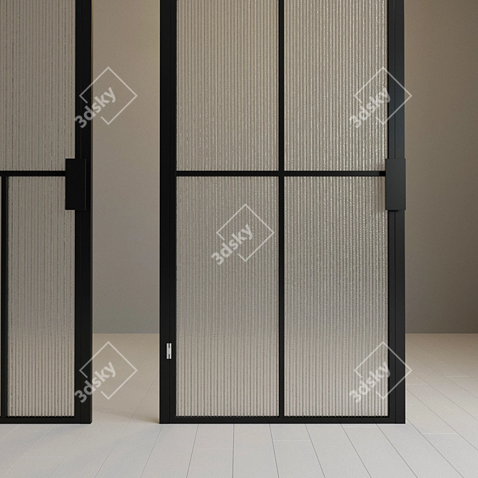 Sleek Glass Partition with Swing Door 3D model image 3