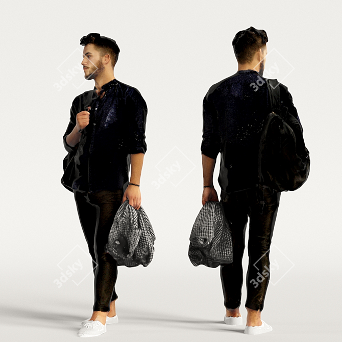 Realistic 3D Scanned Man - 3 Color Variations 3D model image 5