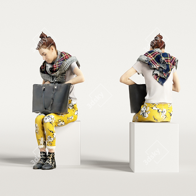 Realistic 3D Scanned Woman with Varying Colors 3D model image 4