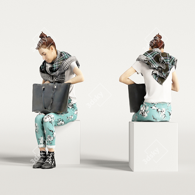 Realistic 3D Scanned Woman with Varying Colors 3D model image 5