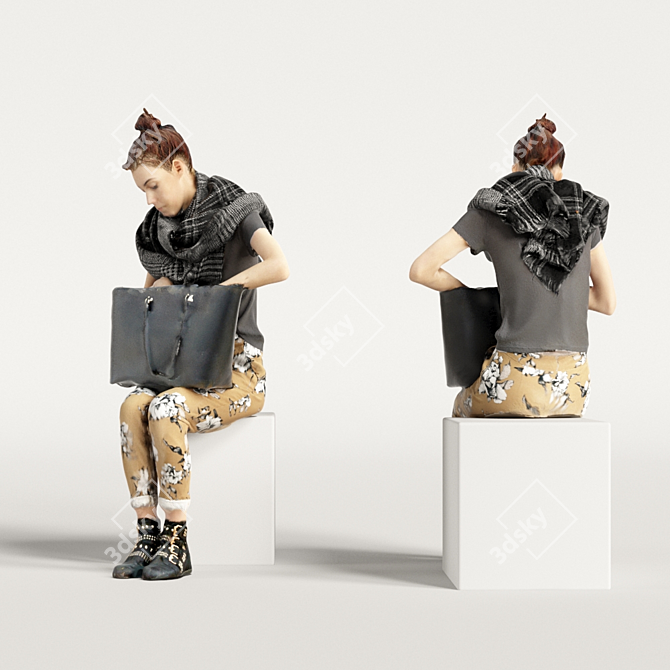 Realistic 3D Scanned Woman with Varying Colors 3D model image 6