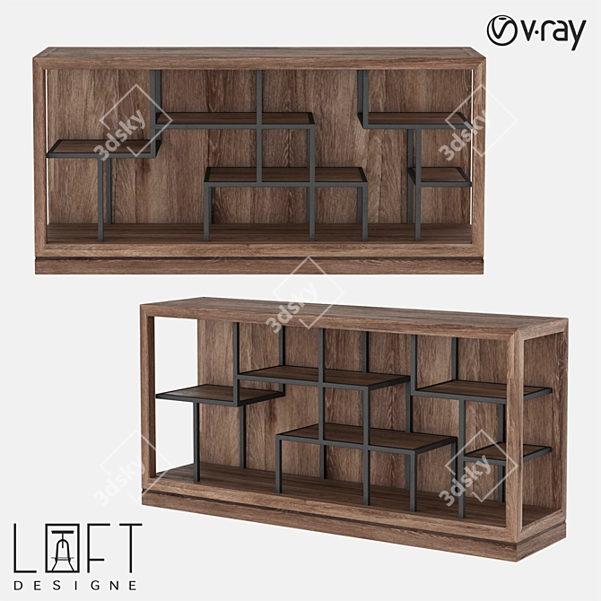 LoftDesign Bookcase 7177: Stylish Wood & Metal Storage 3D model image 1