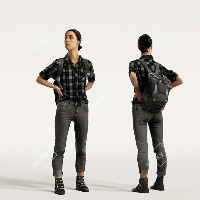 3D Scanned Woman: 3 Color Variations 3D model image 5