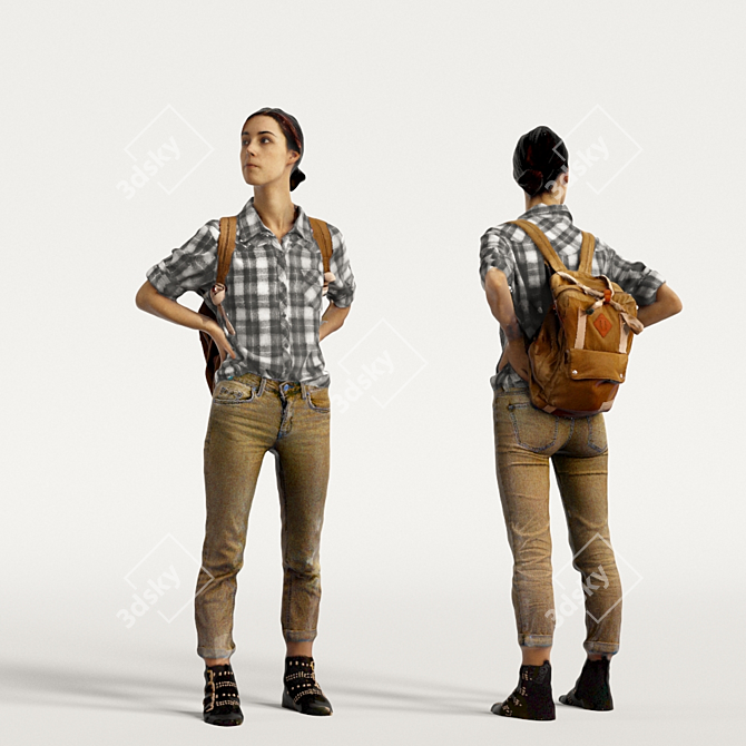 3D Scanned Woman: 3 Color Variations 3D model image 6