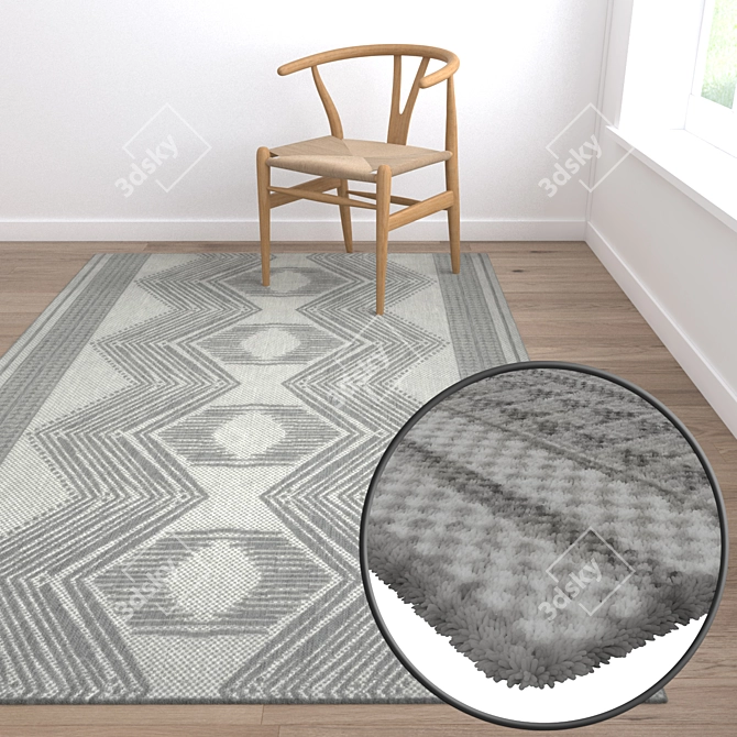 Versatile 3-Piece Carpet Set 3D model image 5