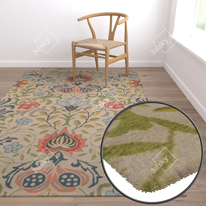 Luxury 3-Piece Carpet Set 3D model image 5