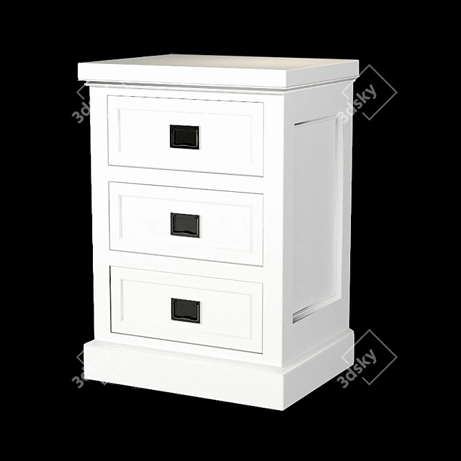 Oxford Poplar Bedside Table 3D model image 2