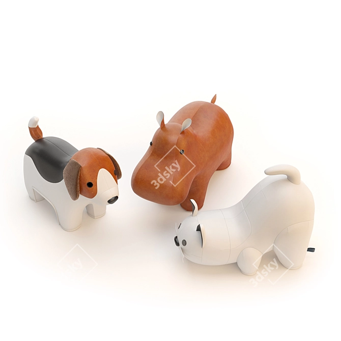 Adorable Beagle Hippo Cat Toy 3D model image 1