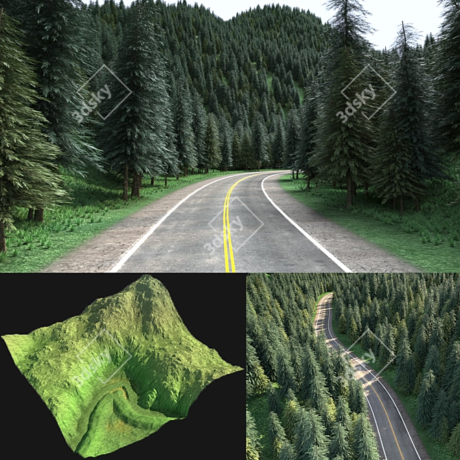 Majestic Mountain Landscape Scene 3D model image 7