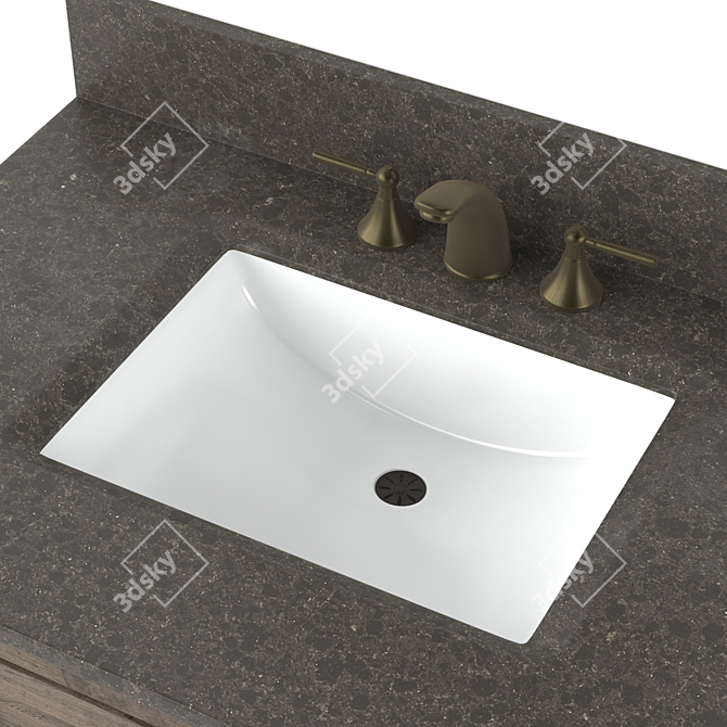 Rustic Brown Single Sink Vanity  3D model image 3