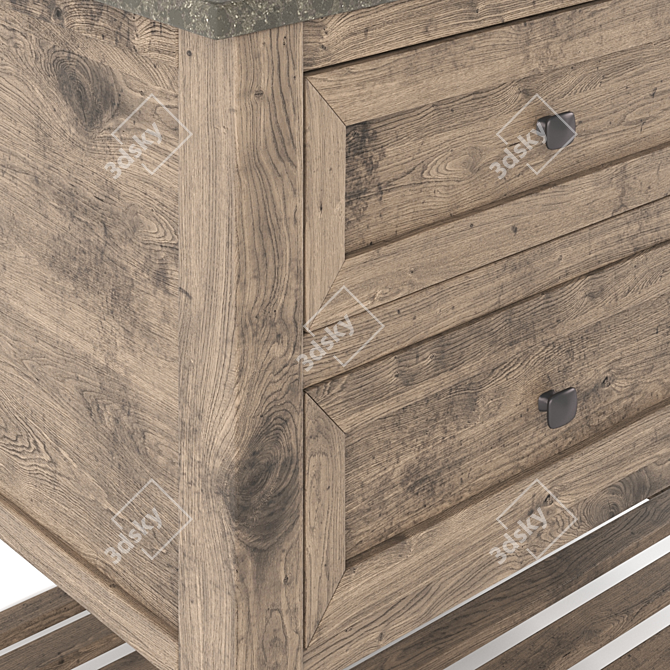 Rustic Brown Single Sink Vanity  3D model image 4