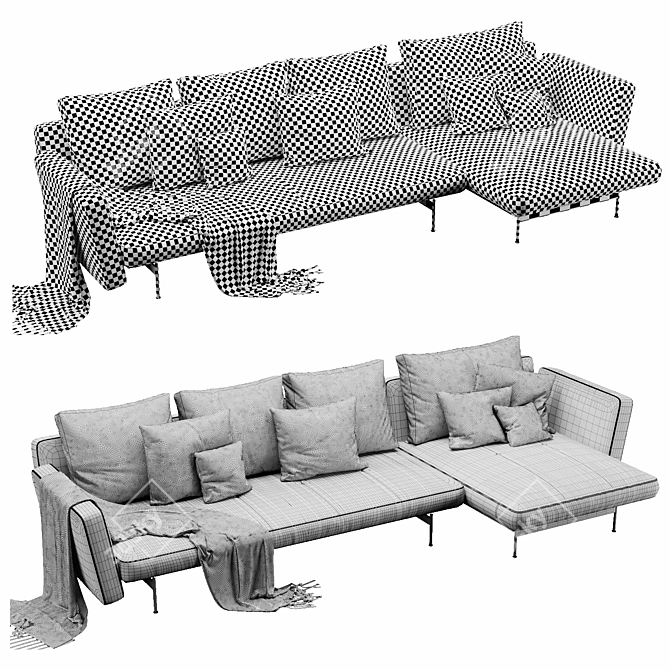 Contemporary B&B Italia SAKE Chaise Lounge 3D model image 4