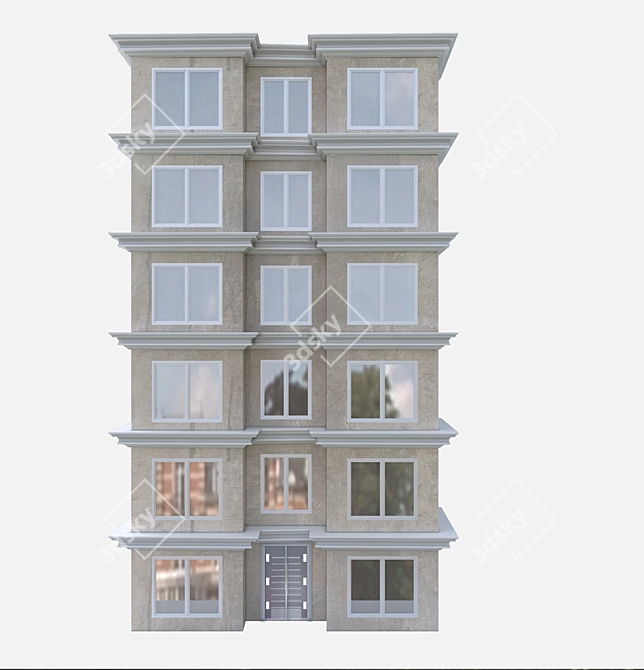 Modern Building Facades: Polys-5.421, Verts-6.198 3D model image 1