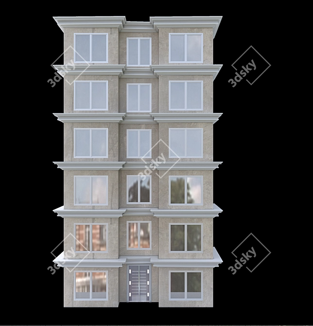 Modern Building Facades: Polys-5.421, Verts-6.198 3D model image 2