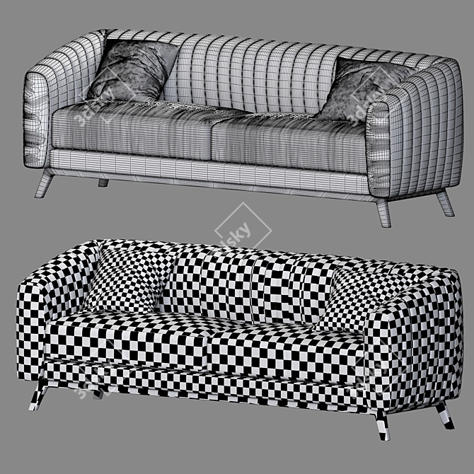 Elegant Corona Sofa: 2 Fabric Options 3D model image 3