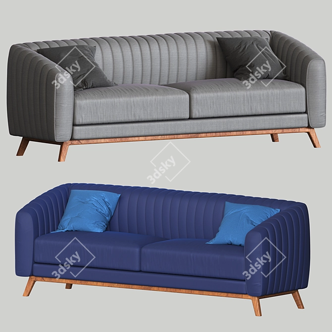Elegant Corona Sofa: 2 Fabric Options 3D model image 4