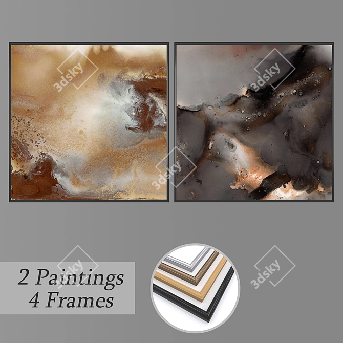 Elegant Artistic Frames & Paintings 3D model image 1