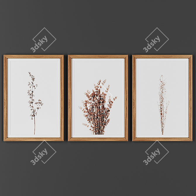 3-Piece Wooden Picture Frame Collection 3D model image 1