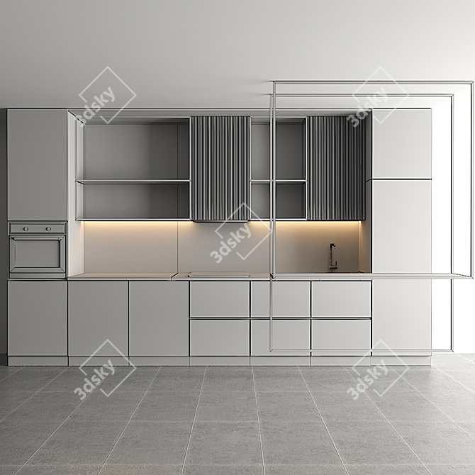 Modular Kitchen with Editable Design 3D model image 9