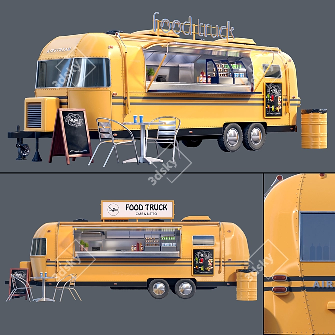 Vintage Airstream Food Truck 3D model image 1