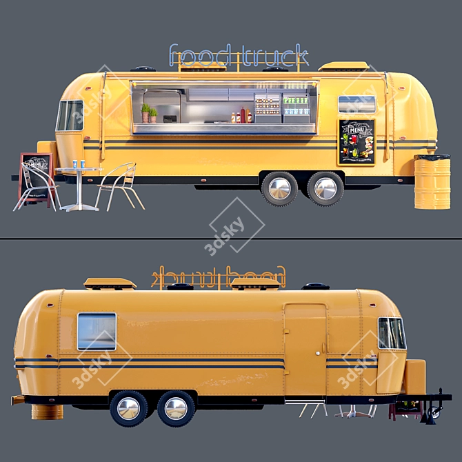 Vintage Airstream Food Truck 3D model image 2