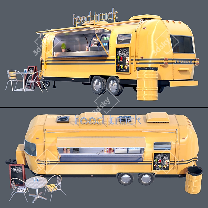 Vintage Airstream Food Truck 3D model image 3