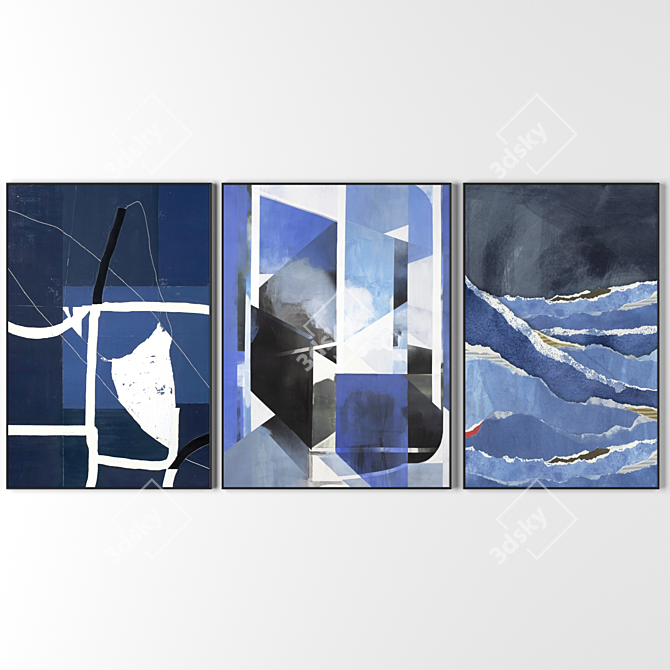 Elegant Trio of Framed Art 3D model image 1