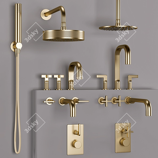 Gessi Inciso Bathroom Faucet Set 3D model image 4