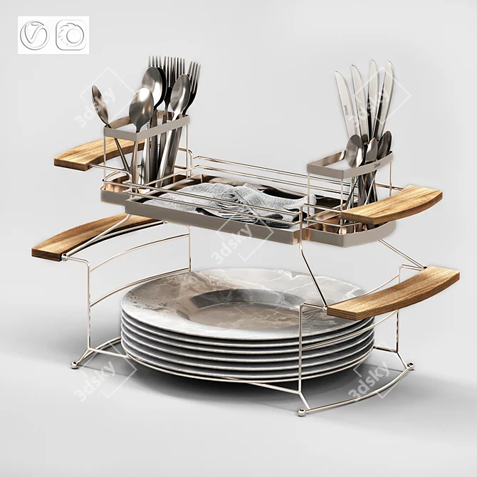 Sleek Kitchen Dish Rack 3D model image 1