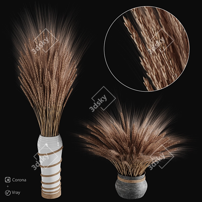 Golden Harvest Wheat Bouquet 3D model image 1