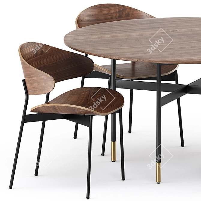 Sleek Harri Table & Elegant Luz Chair 3D model image 2