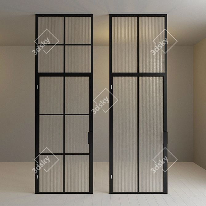 Modern Glass Door Partition 3D model image 2