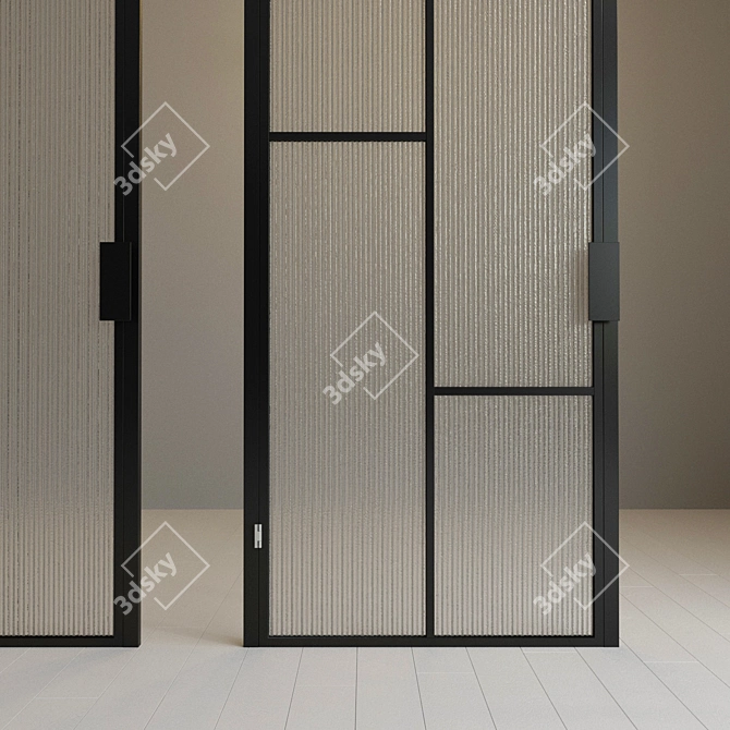 Modular Glass Partition: Versatile Design, Metal Frame 3D model image 3