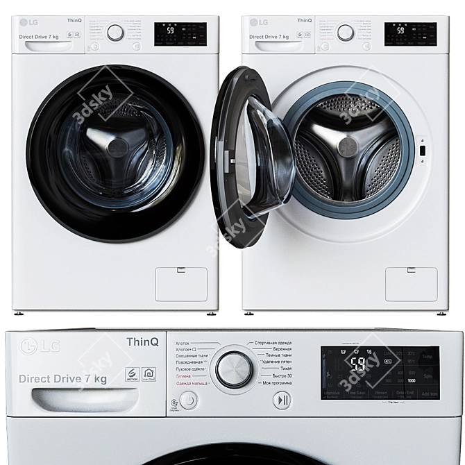 LG Smart Washer: Optimal Fabric Care 3D model image 1