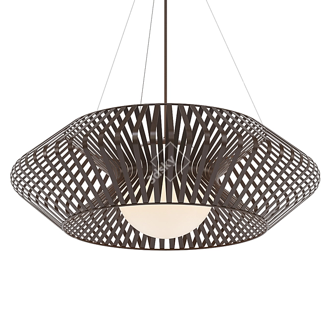 Sleek Black Modern Chandelier 3D model image 1