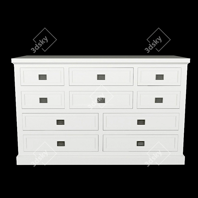 Oxford 10-Drawer Chest 3D model image 1