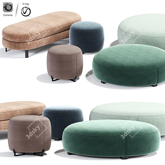 Elegant Poliform New York Pouf 3D model image 2