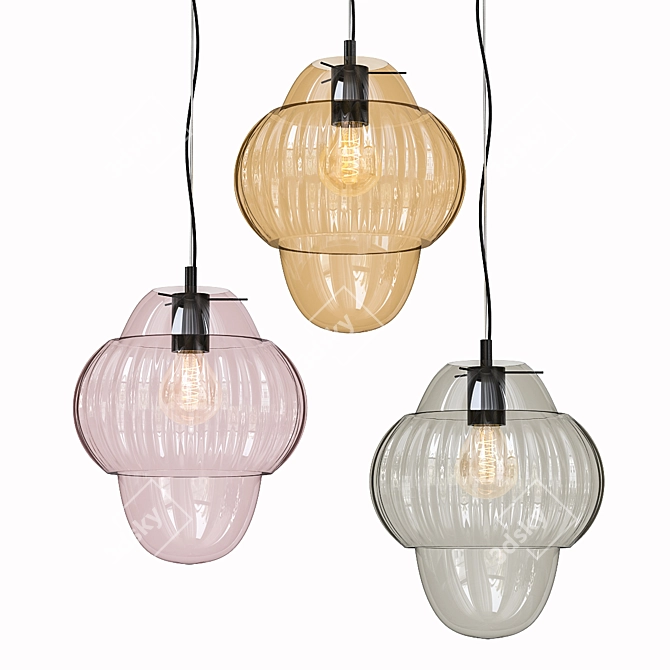 Elegant Murano Glass Pendant Light 3D model image 1