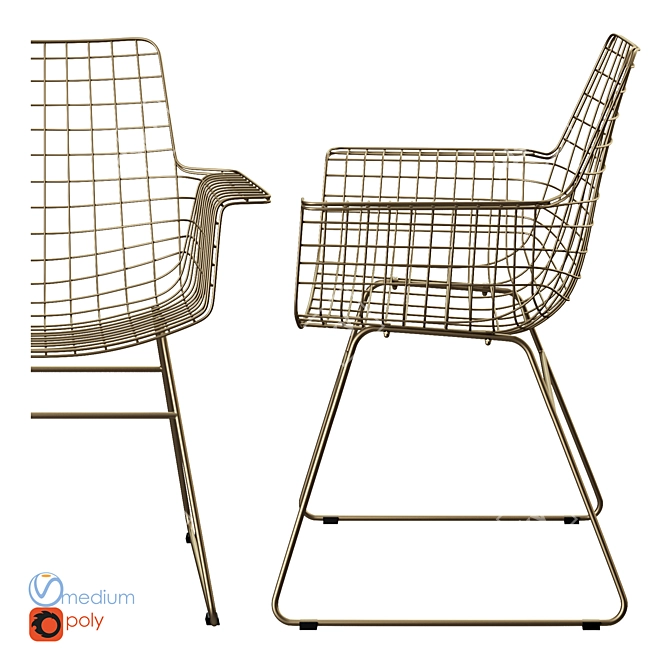 Wire Frame Metal Chairs 3D model image 2